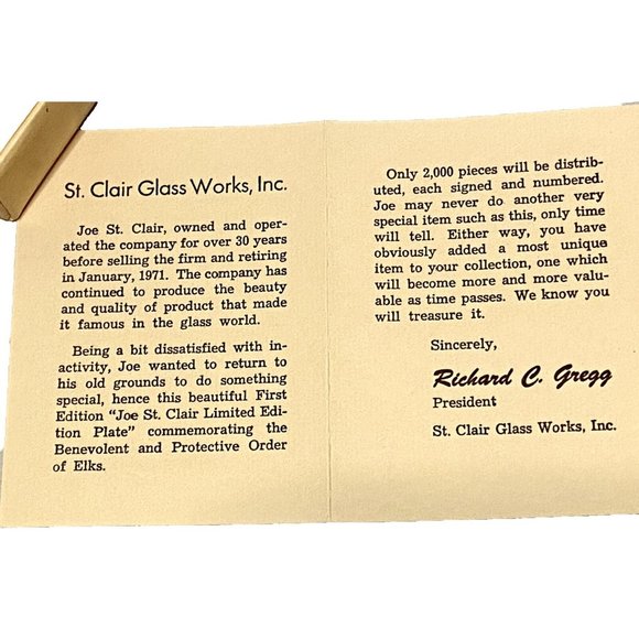 Vintage Joe St. Claire Marigold B.P.O.Elk Plate 5.5 Inch Diameter Numbered NIB - Picture 3 of 7